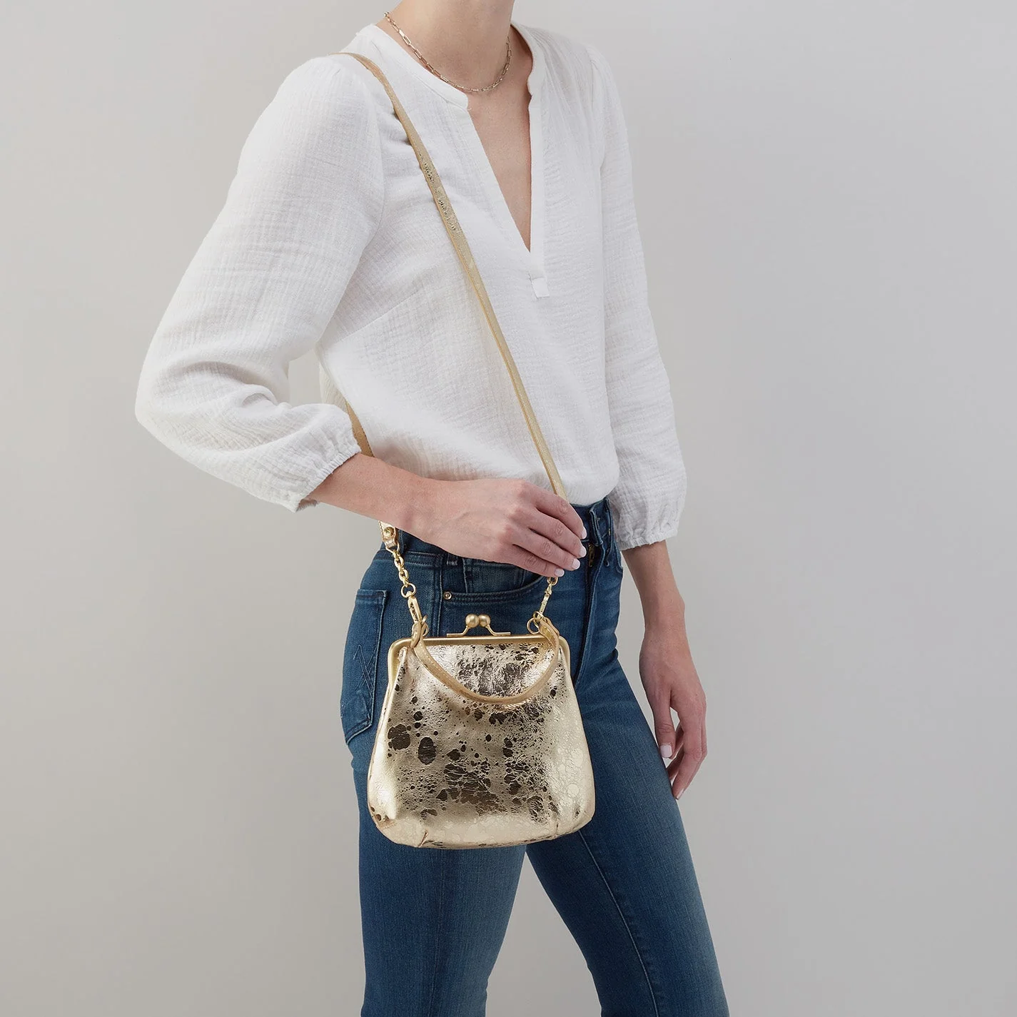 Alba Crossbody in Metallic Leather