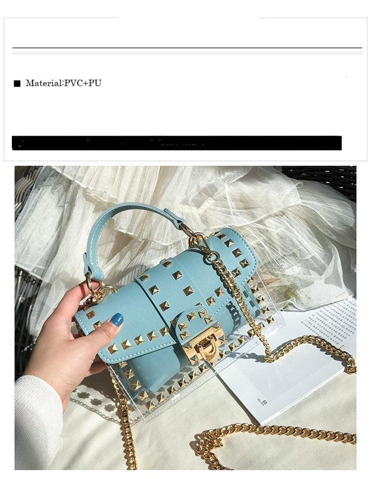 Ladies satchel bag with rivet decor