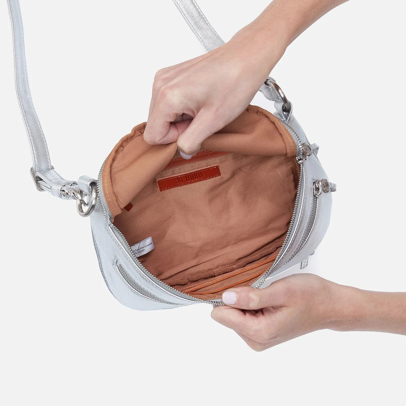 Fern Convertible Sling in Metallic Leather - Argento Black