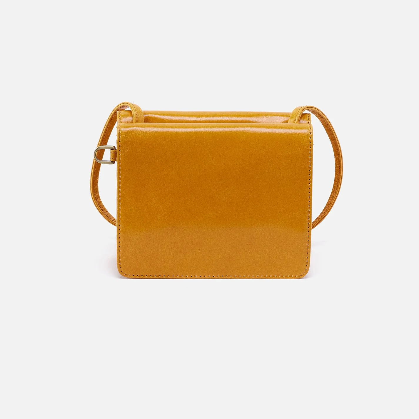 Jill Wallet Crossbody in Polished Leather - Warm Amber Black