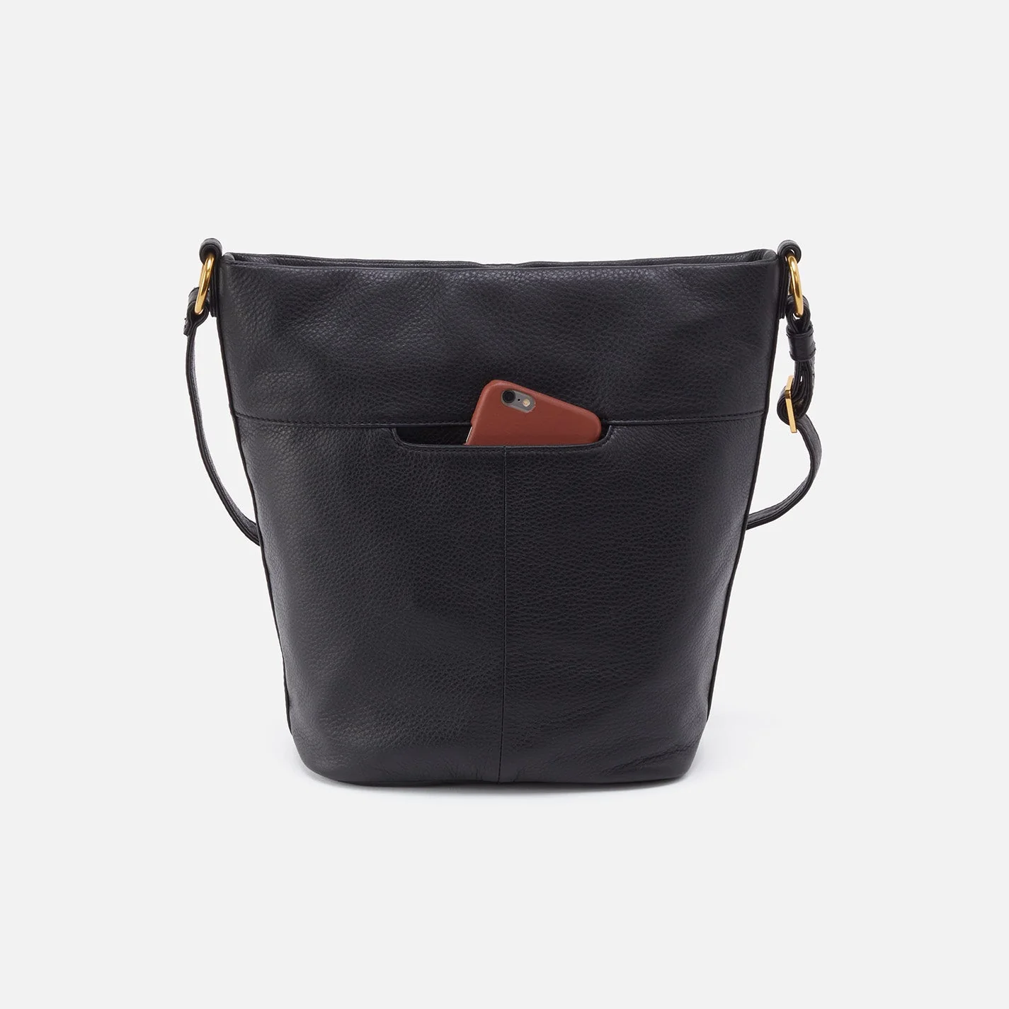 Fern Bucket Crossbody in Pebbled Leather - Black Chalk