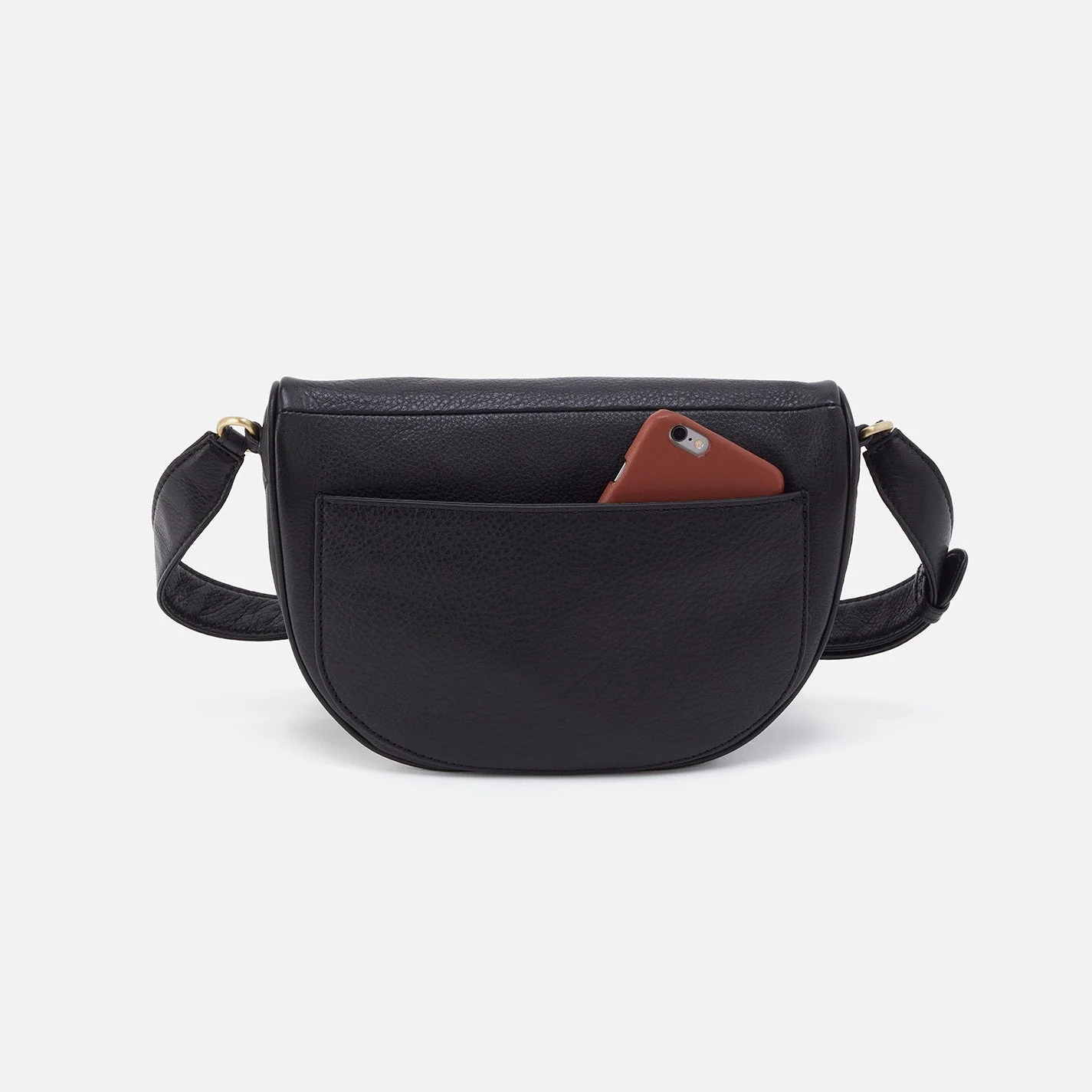 Juno Belt Bag in Pebbled Leather - Black Granite Grey