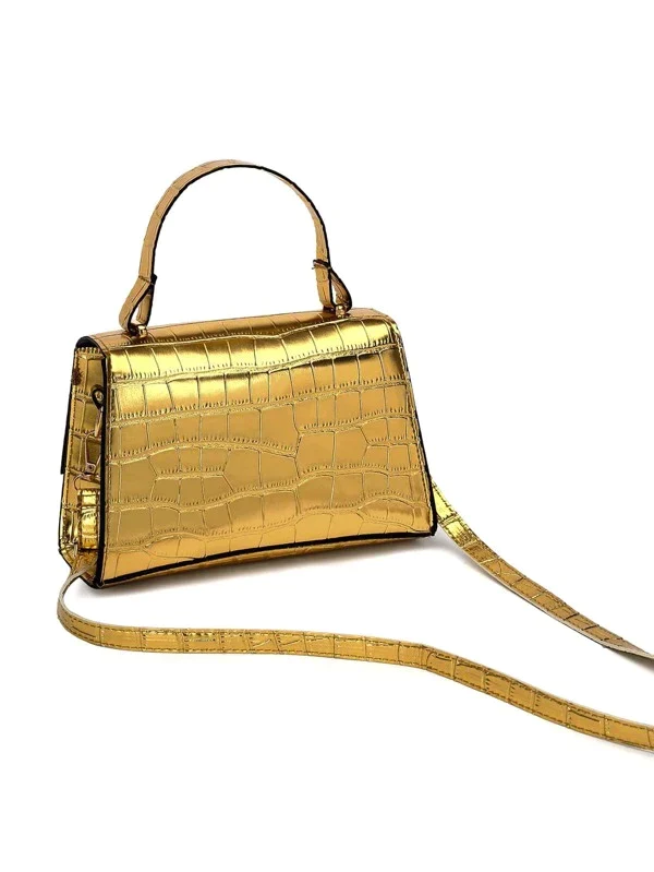 Ladies metallic satchel bag