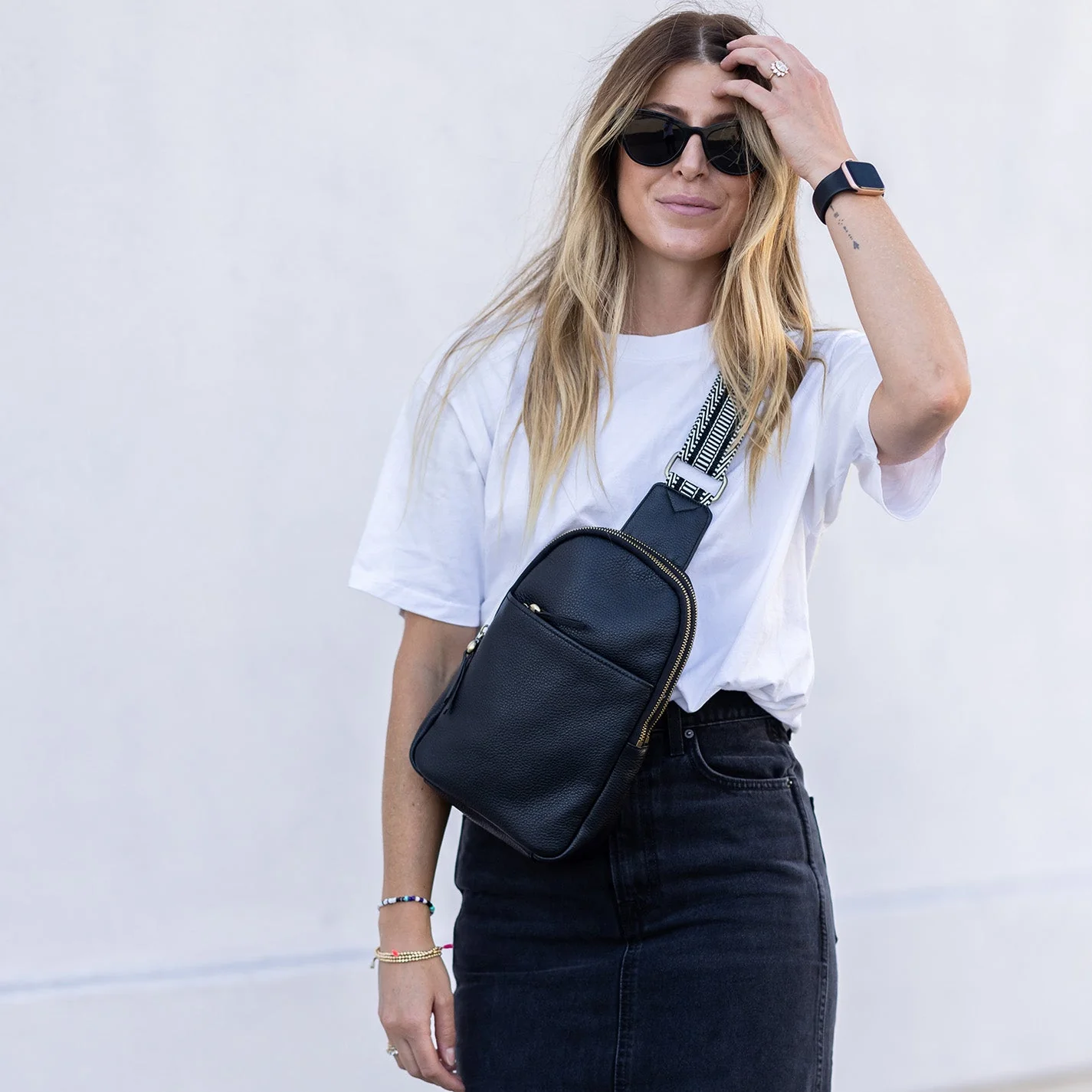 Cass Sling in Metallic Leather