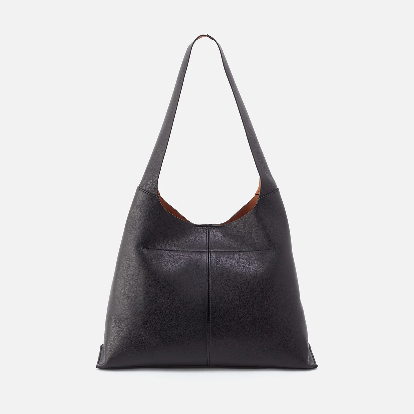 Joni Large Shoulder Bag in Veg Tanned Leather - Black Cognac