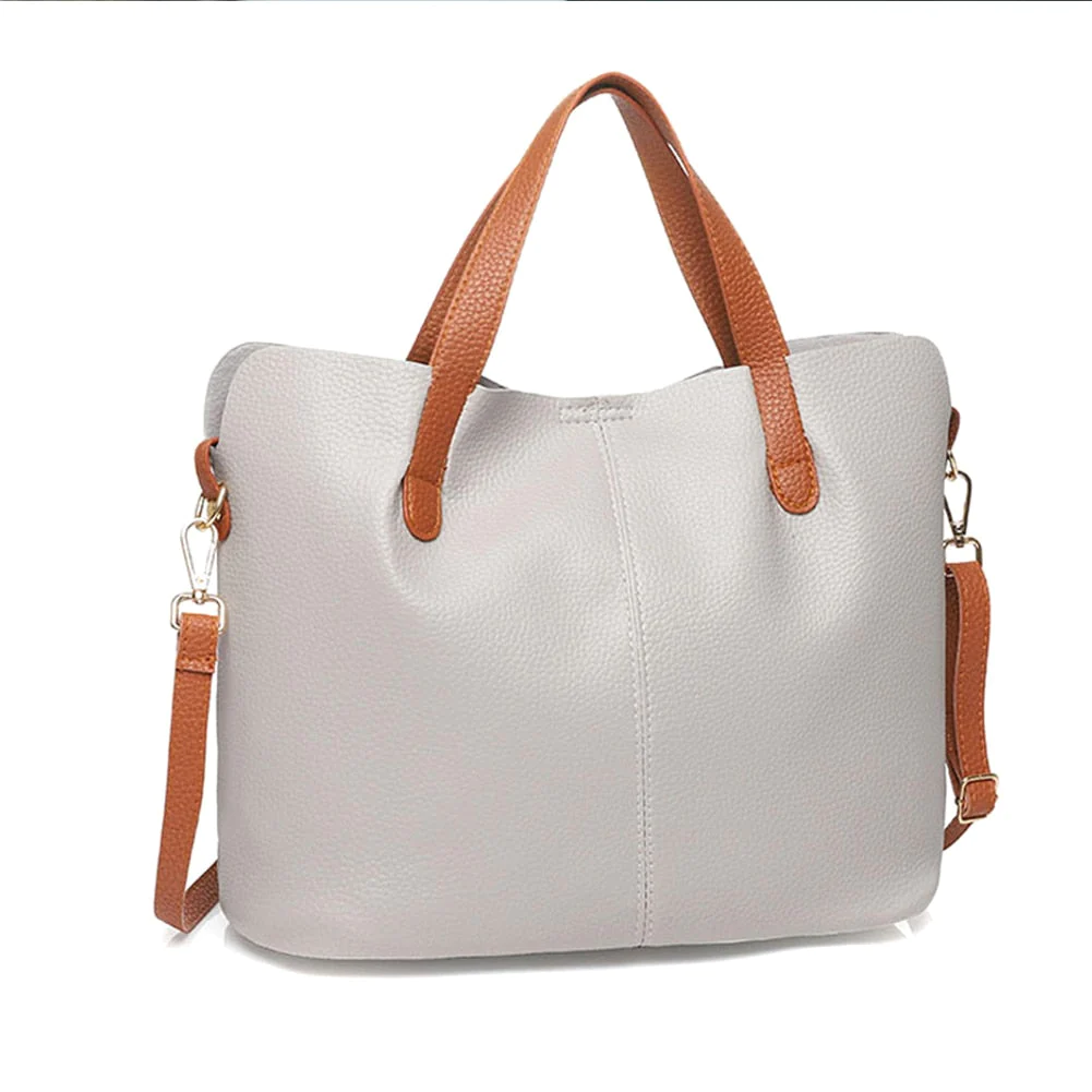 Leather Zip Top Tote Bag