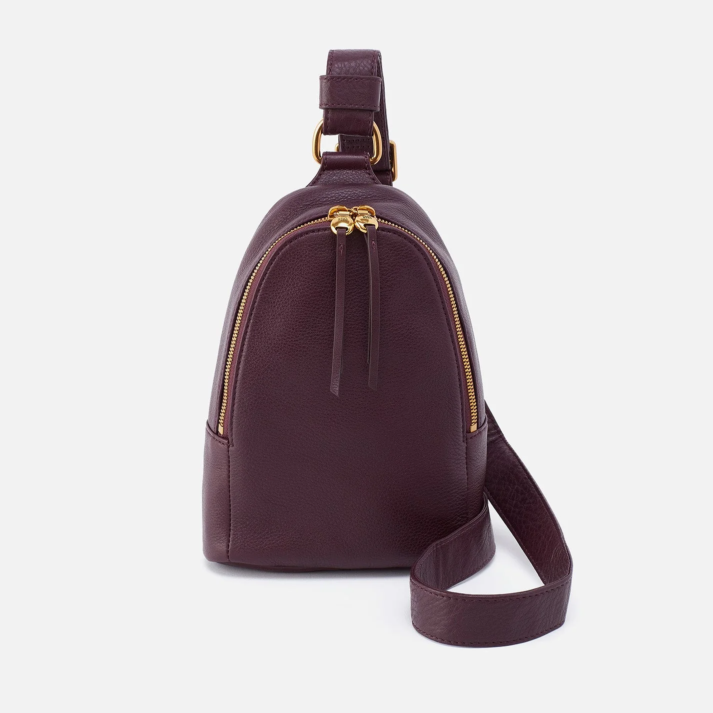 Fern Sling in Pebbled Leather - Ruby Wine- Black