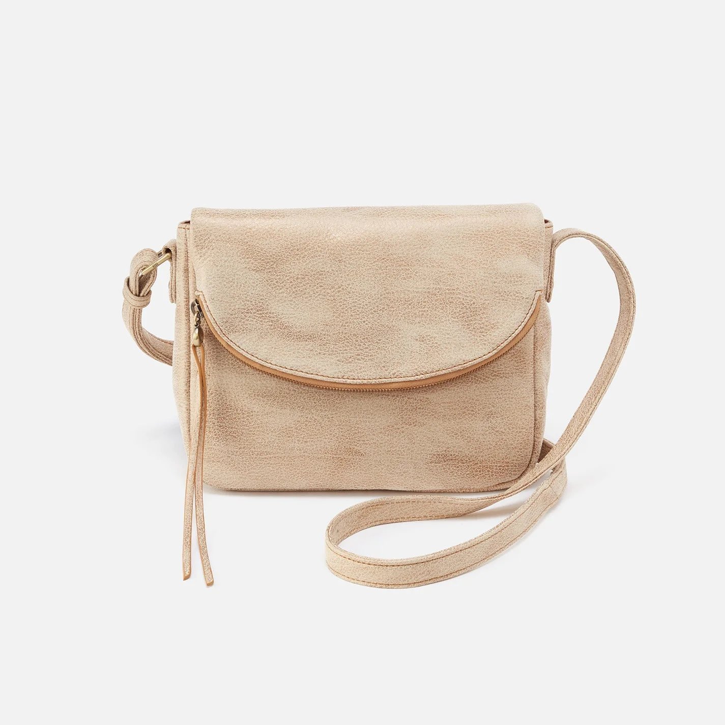 Fern Messenger Crossbody in Pebbled Leather - Sandstorm Gold Leaf