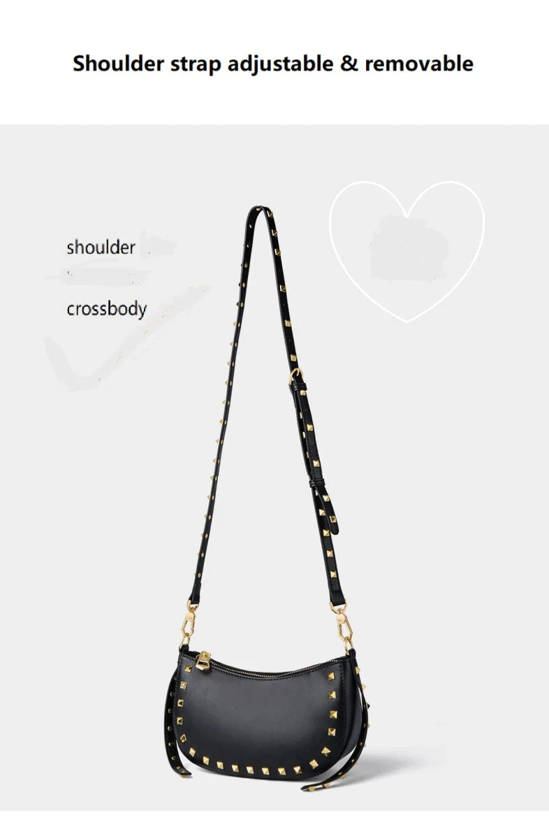 Women's messenger bag with rivet detail 100% Genuine leather bag