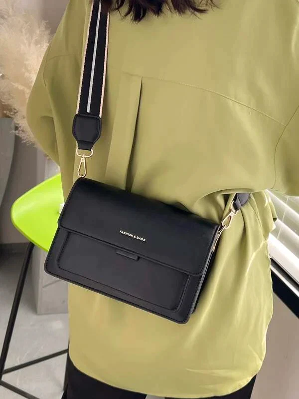 Ladies graphic flap messenger bag