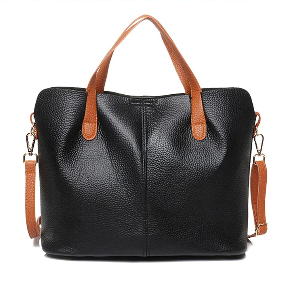 Leather Zip Top Tote Bag