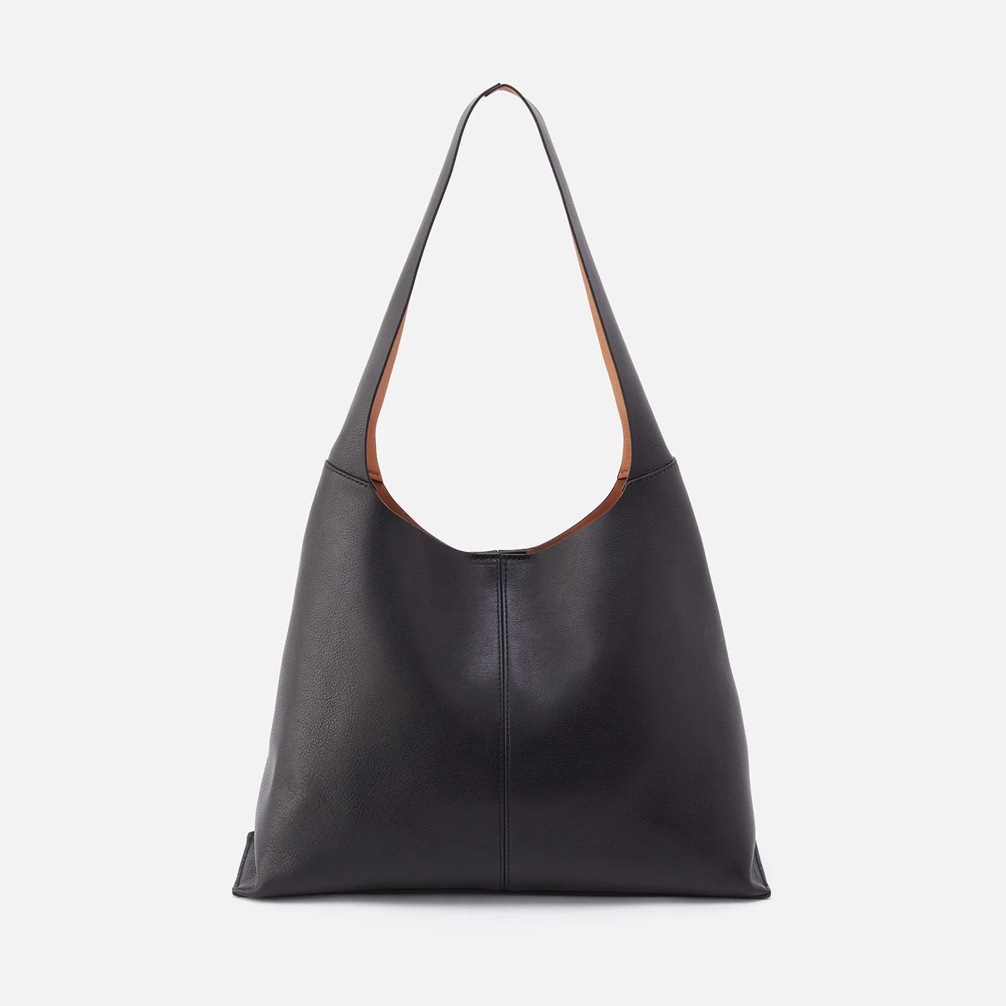 Joni Large Shoulder Bag in Veg Tanned Leather - Black Cognac