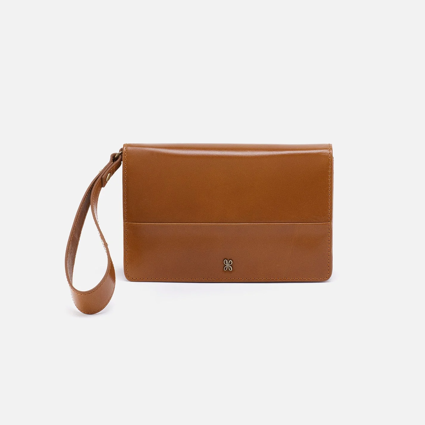 Jill Wristlet in Polished Leather - Truffle Black