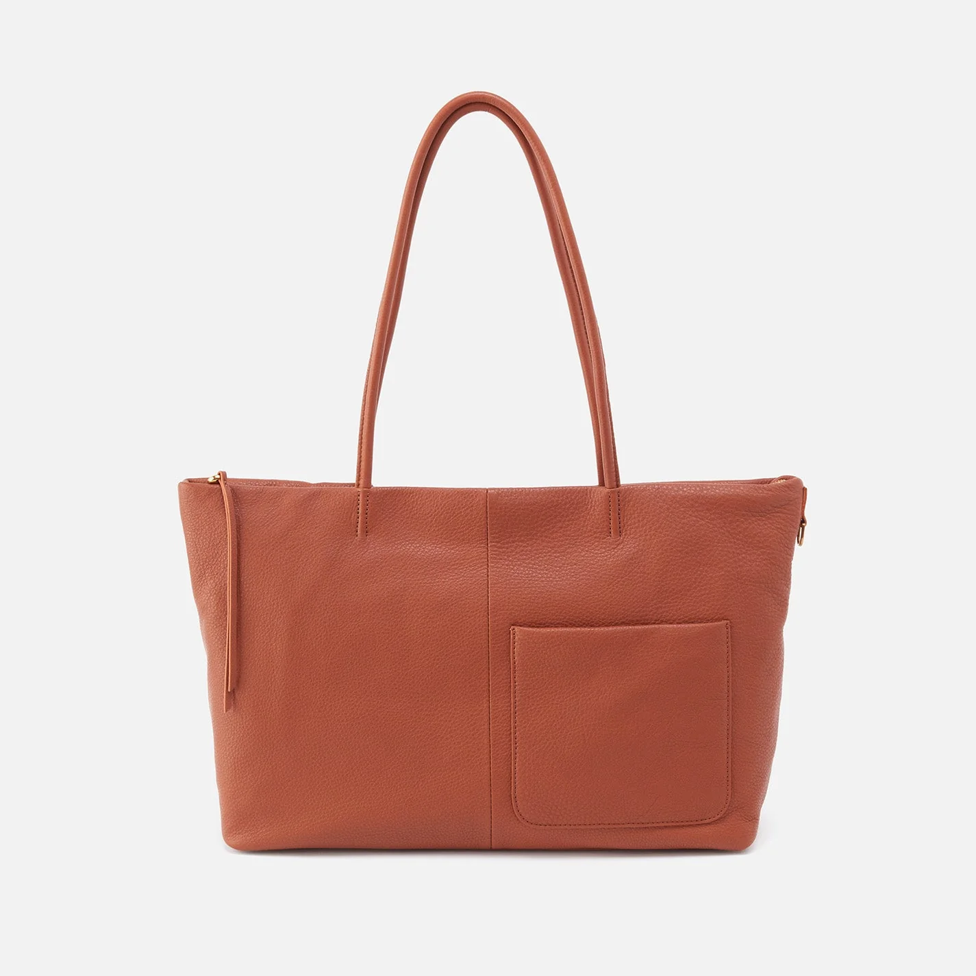 Tripp East-West Tote in Pebbled Leather - Cognac- Black