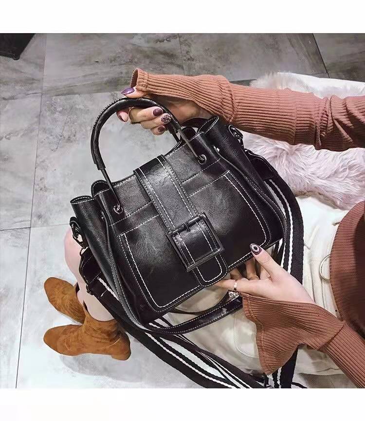 Ladies bucket handbag soft PU leather versatile and fashionable