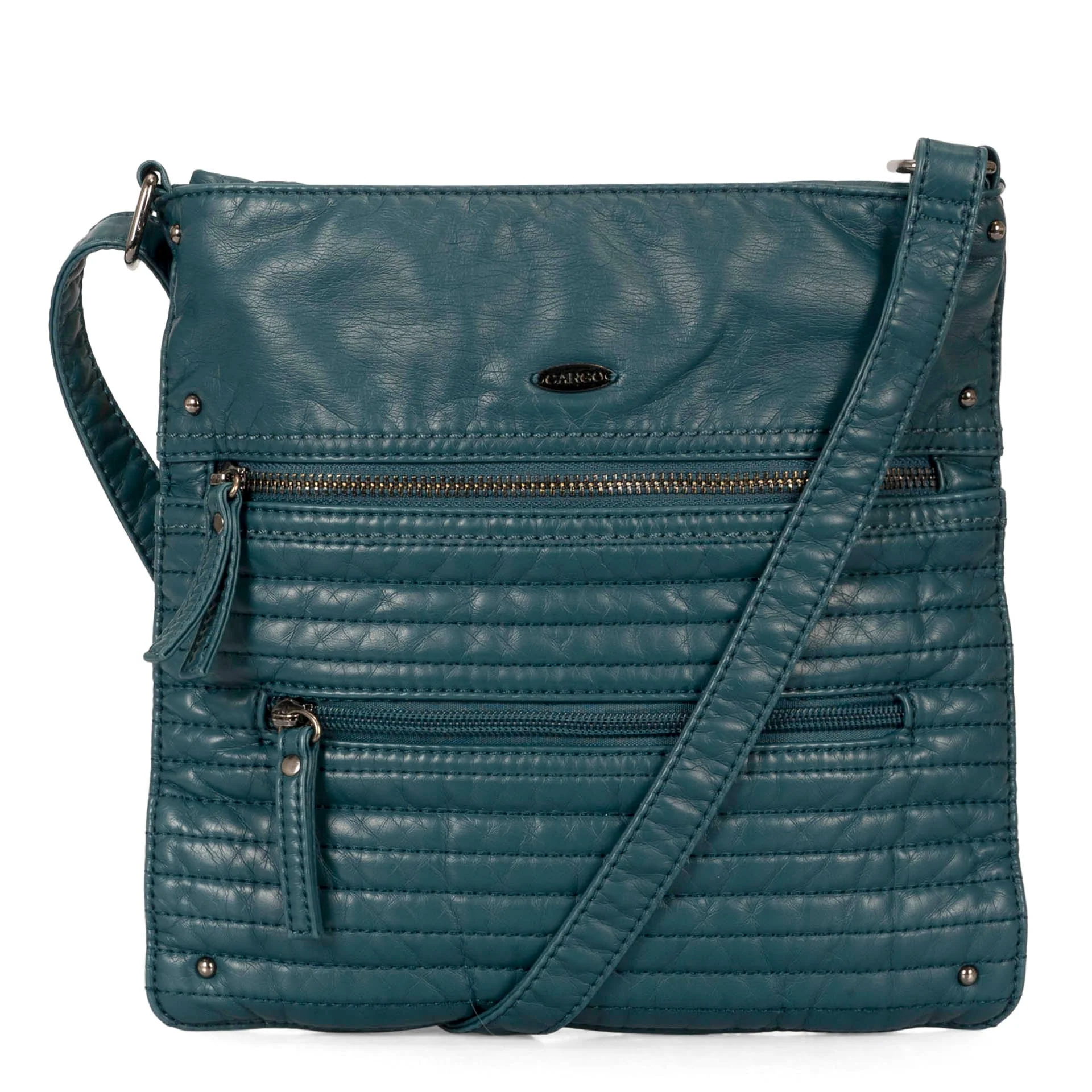 Small Faux Leather Quilted Multi Zip Crossbody