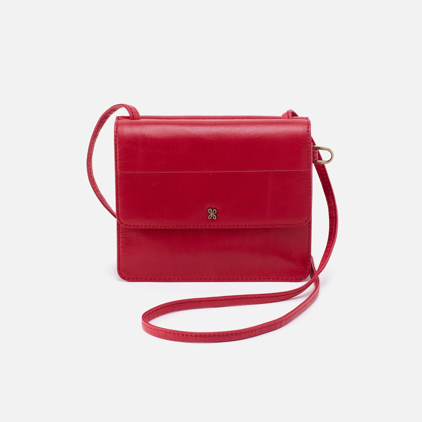 Jill Wallet Crossbody in Polished Leather - Claret Black
