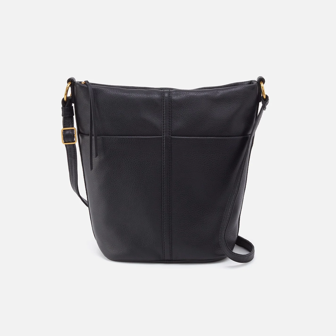 Fern Bucket Crossbody in Pebbled Leather - Black Chalk