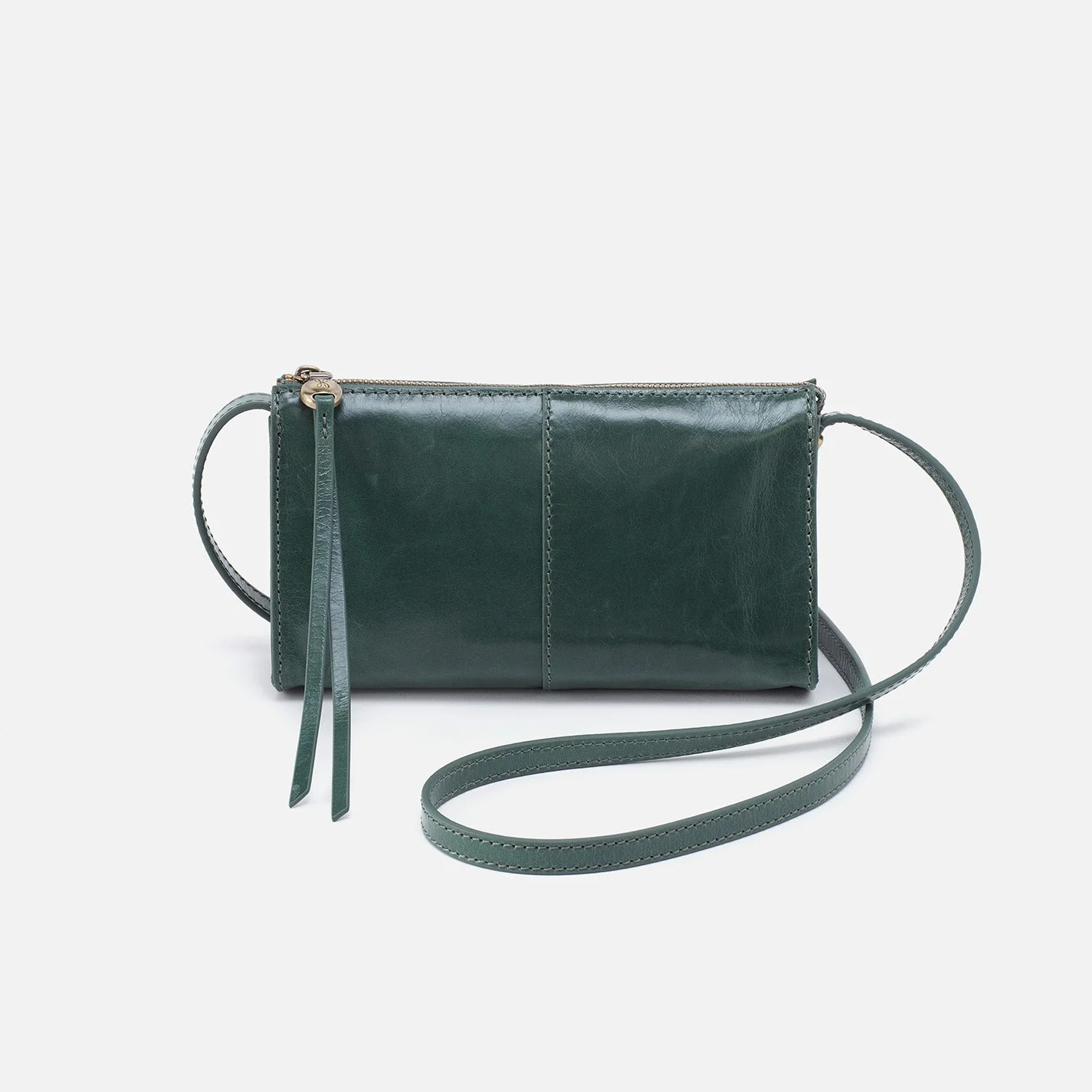 Jewel Crossbody in Polished Leather - Sage Leaf Black