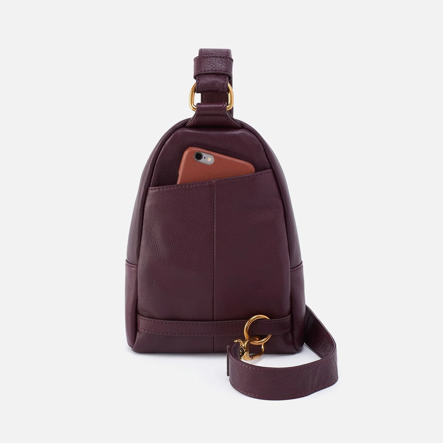 Fern Sling in Pebbled Leather - Ruby Wine- Black