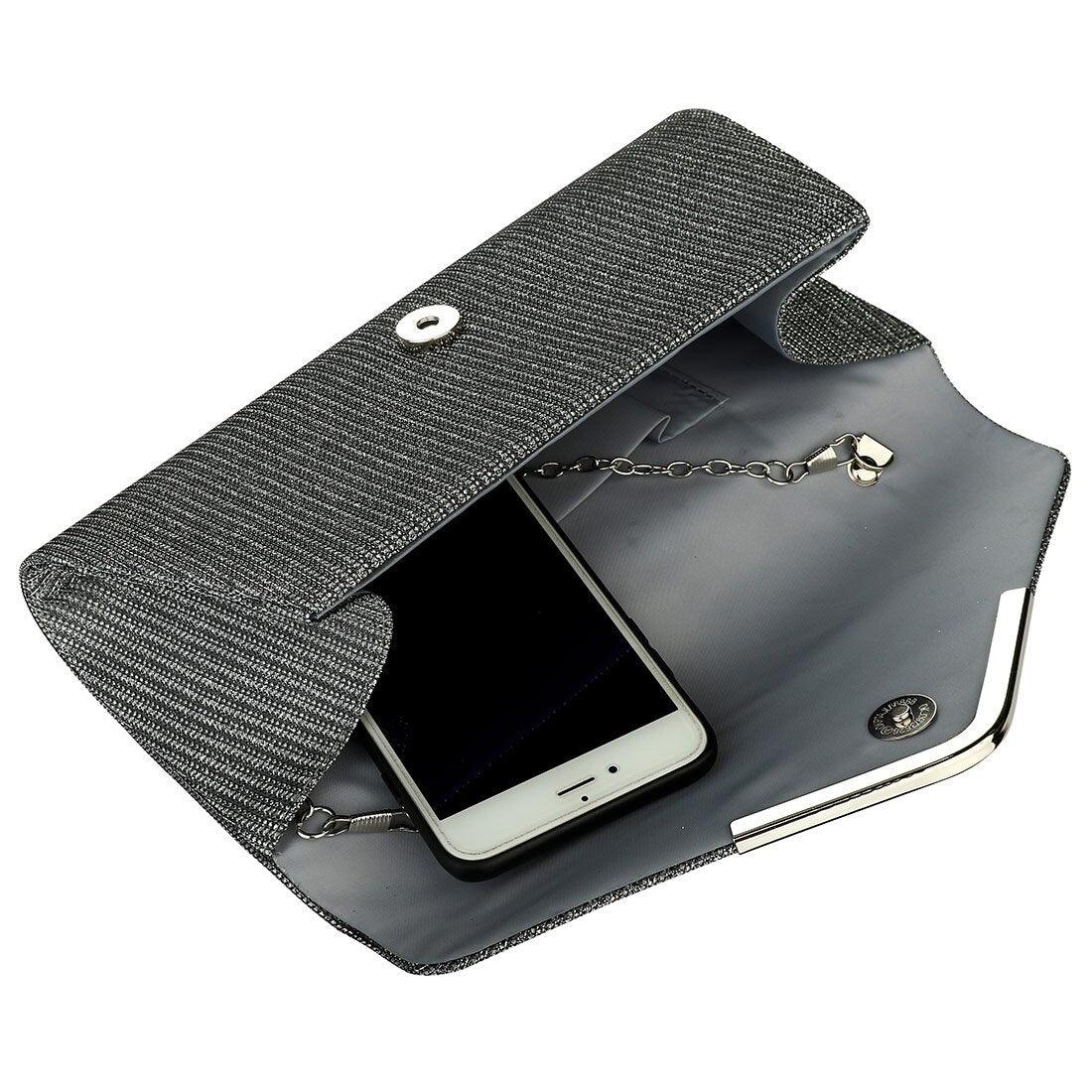 Women's evening bag - v-opening clutch shoulder and crossbody bag