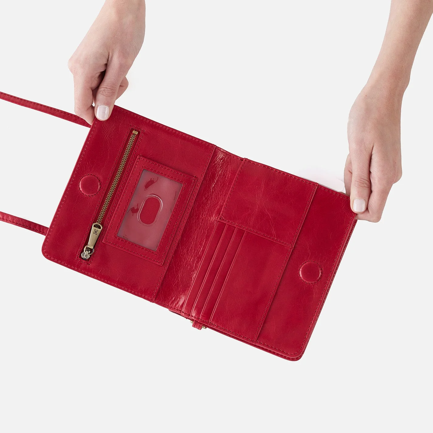 Jill Wallet Crossbody in Polished Leather - Claret Black