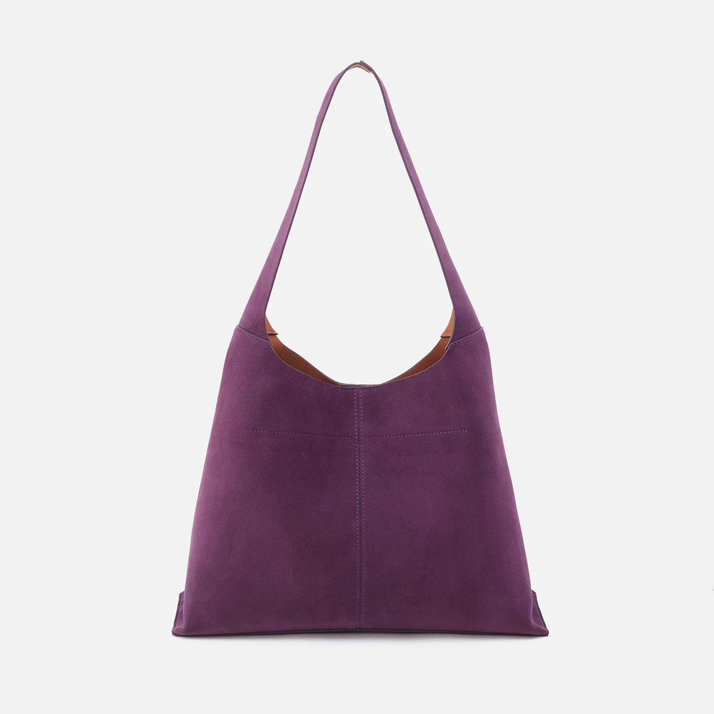 Joni Large Shoulder Bag in Bonded Suede - Viola Cognac