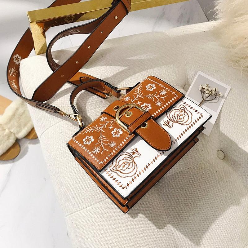 Ladies shoulder and crossbody bag vintage embroidered flower detail beautiful bag