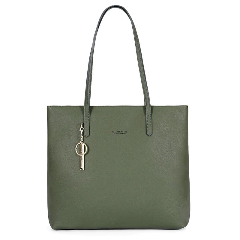 Faux Leather Tote Bag With Zipper