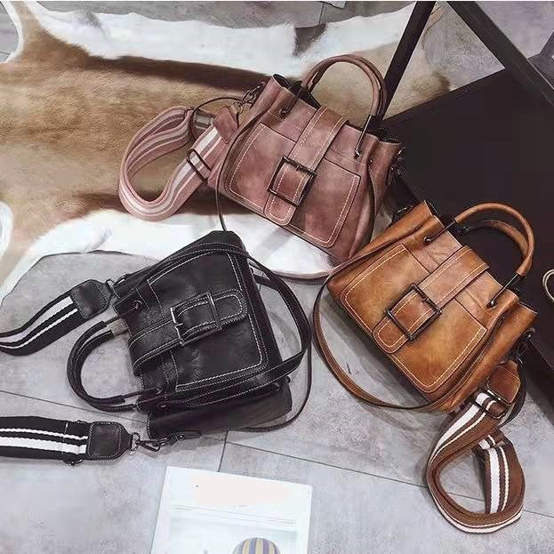 Ladies bucket handbag soft PU leather versatile and fashionable