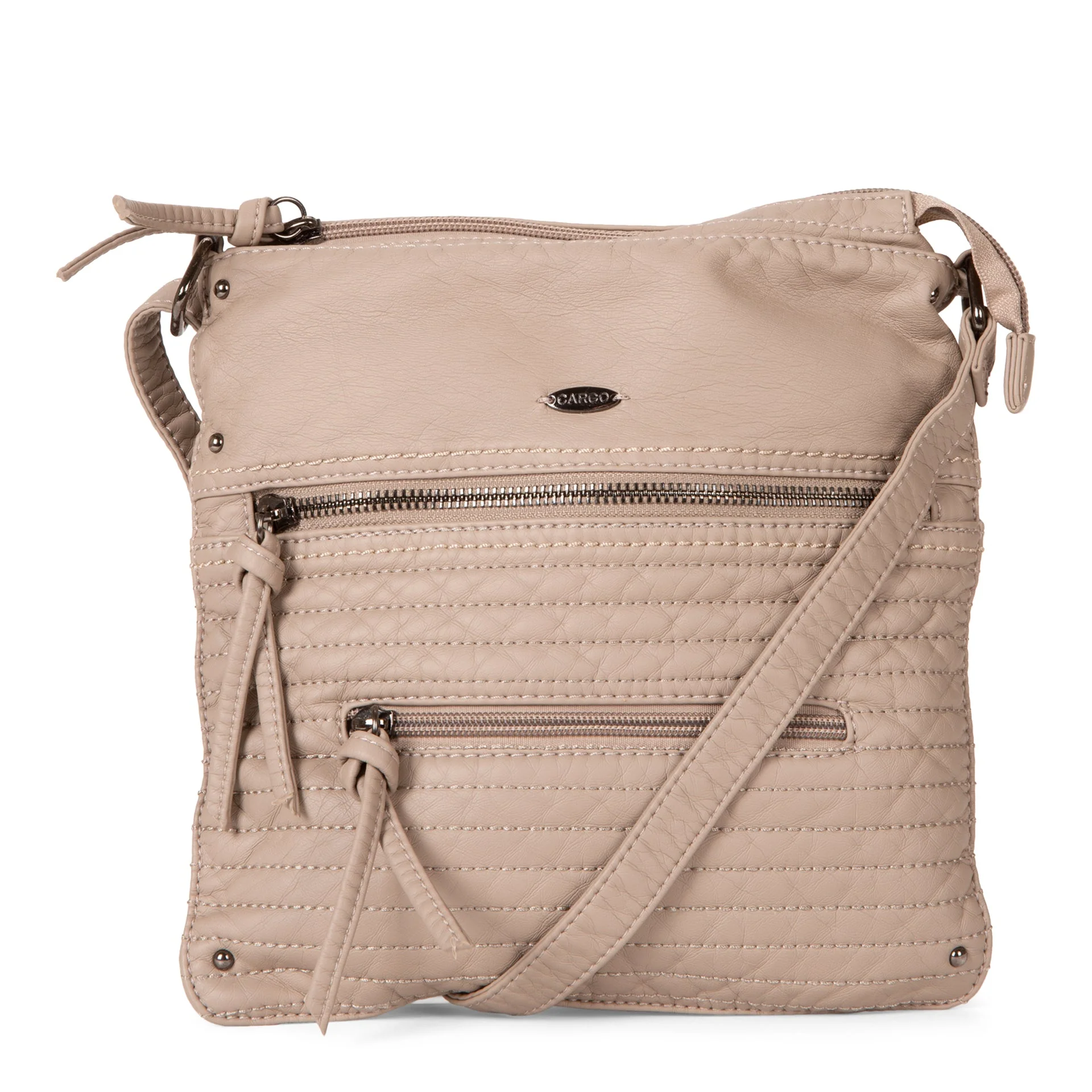 Small Faux Leather Quilted Multi Zip Crossbody