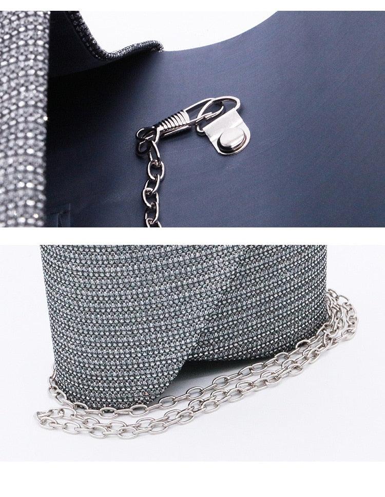 Women's evening bag - v-opening clutch shoulder and crossbody bag