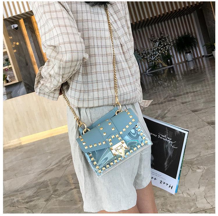 Ladies satchel bag with rivet decor