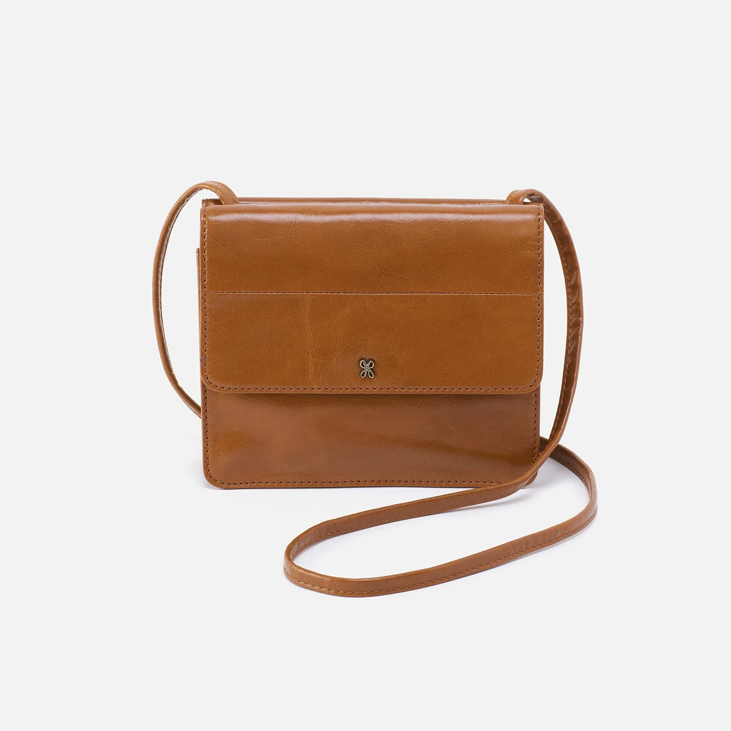 Jill Wallet Crossbody in Polished Leather - Truffle Black