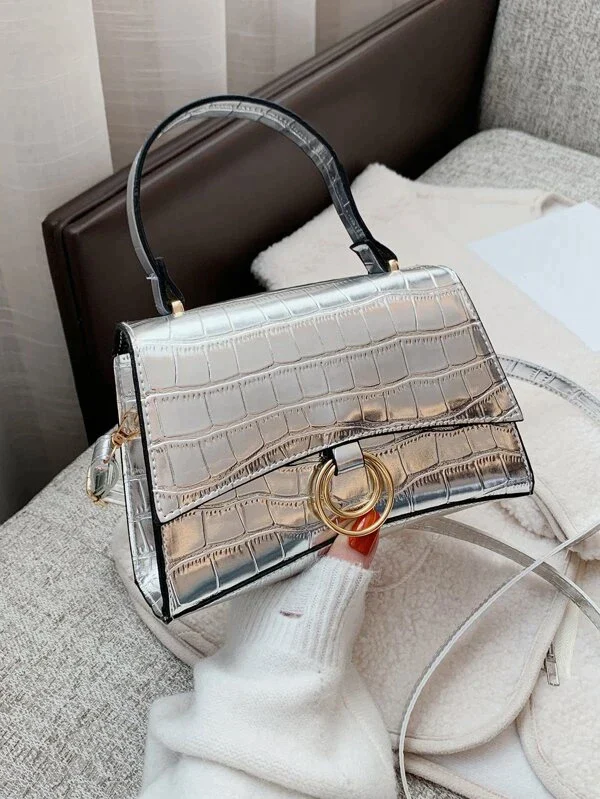 Ladies metallic satchel bag