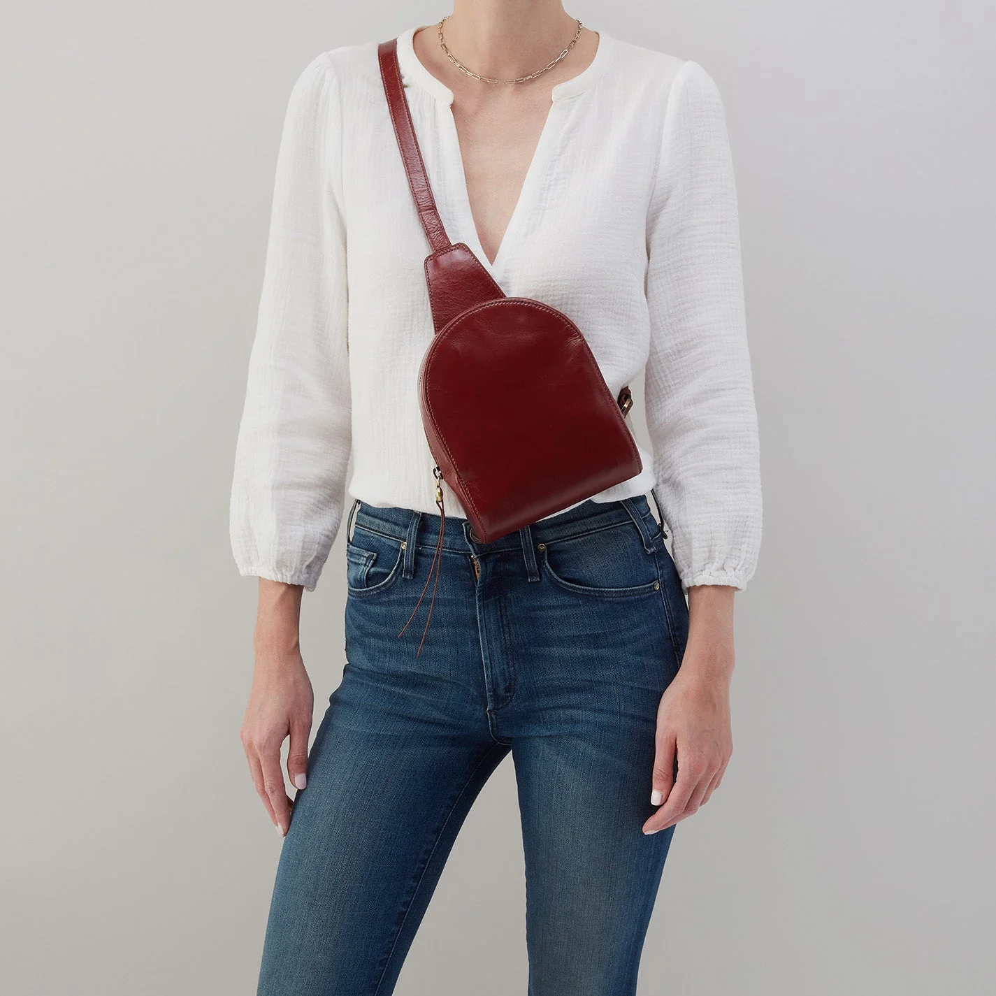 Dillon Sling in Polished Leather - Henna Sage Leaf