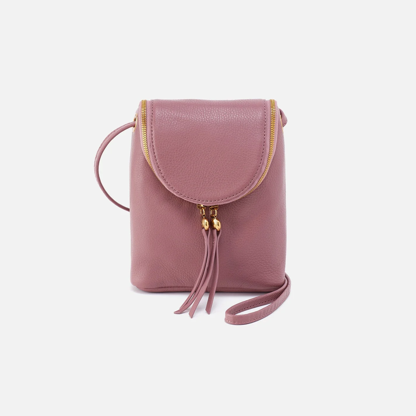 Fern Crossbody in Pebbled Leather - Mauve Gold Leaf