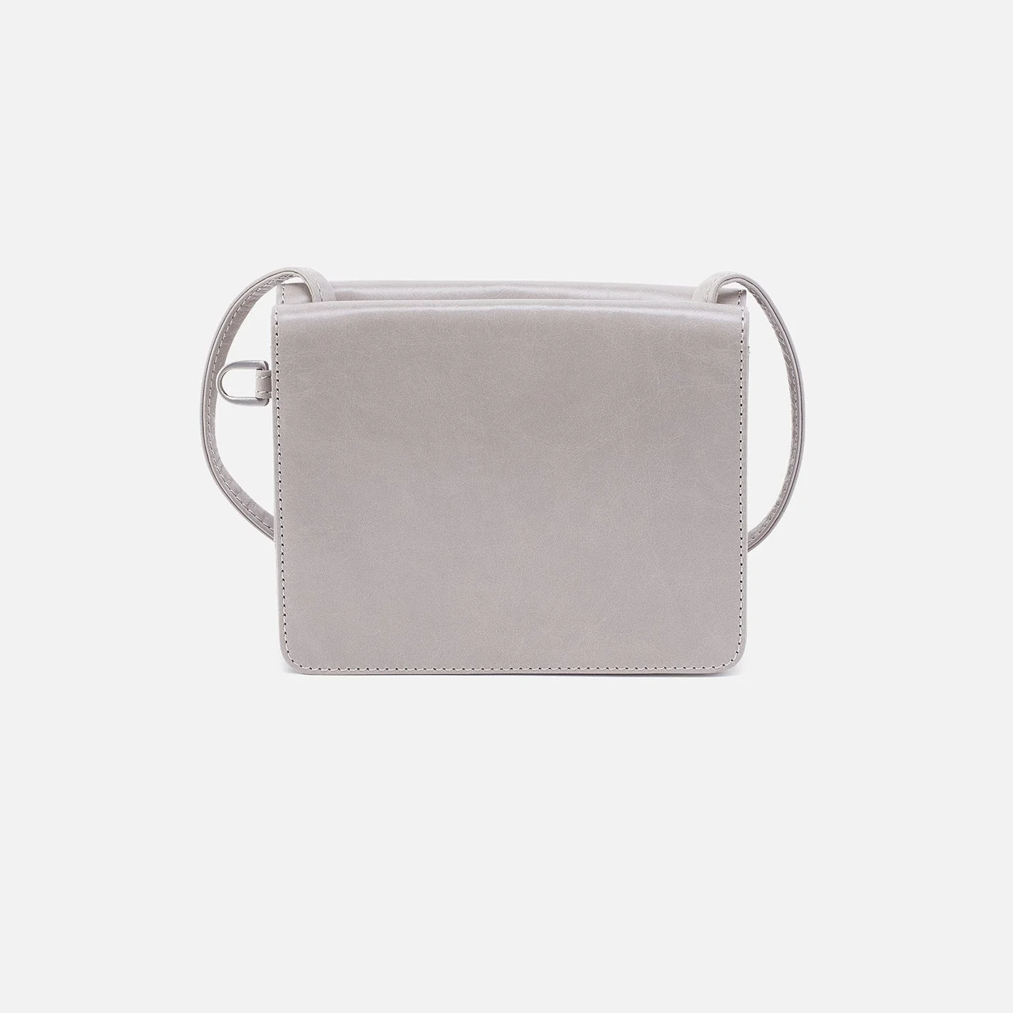 Jill Wallet Crossbody in Polished Leather - Light Grey Black