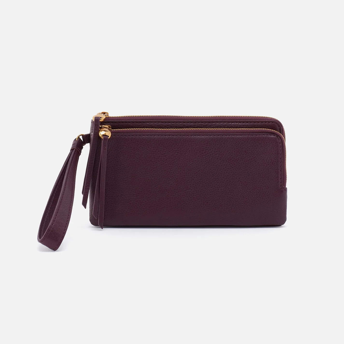 Dayton Wristlet in Pebbled Leather - Ruby Wine