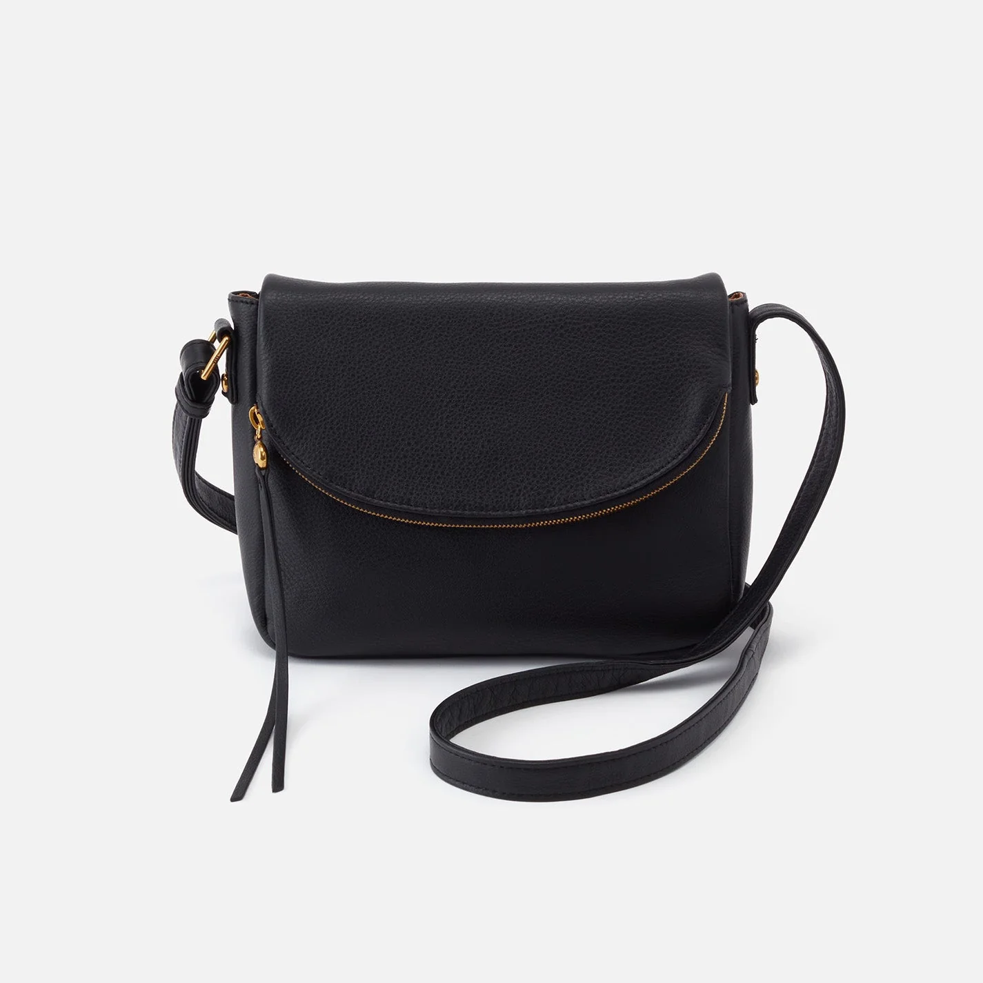 Fern Messenger Crossbody in Pebbled Leather - Black Gold Leaf