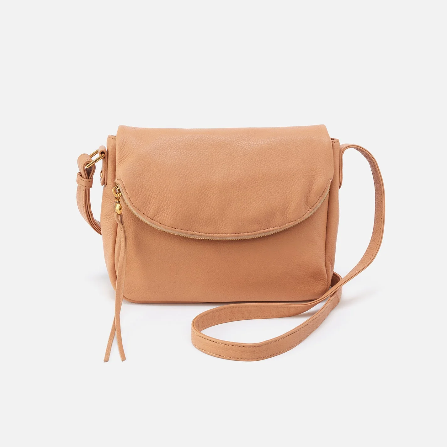 Fern Messenger Crossbody in Pebbled Leather - Sandstorm Gold Leaf