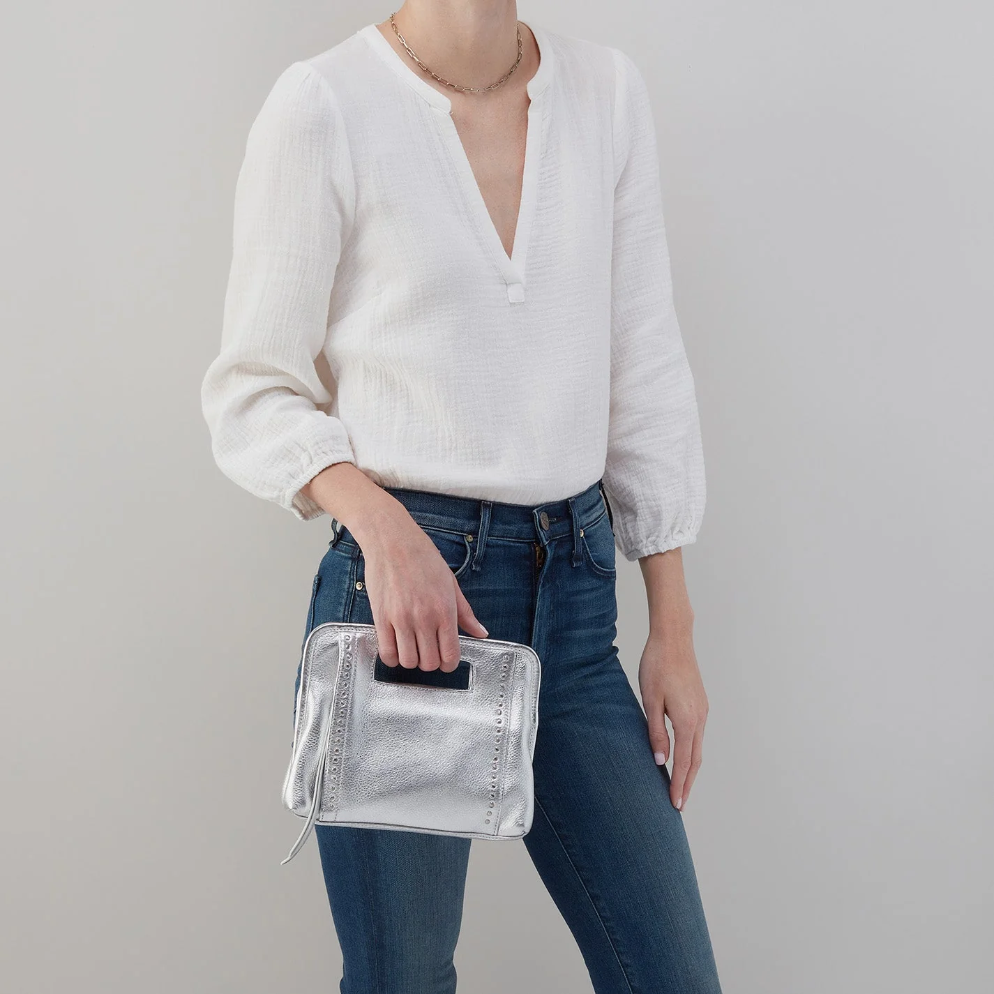 Ace Clutch in Metallic Leather