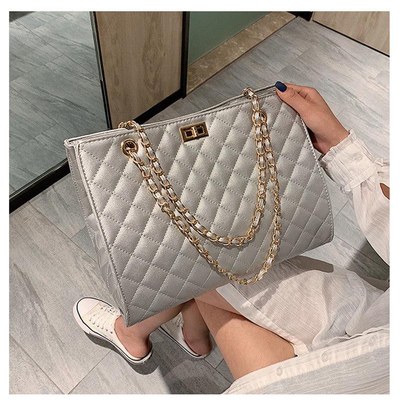 Ladies fashion shoulder bag diamond lattice pattern stylish beautiful bag