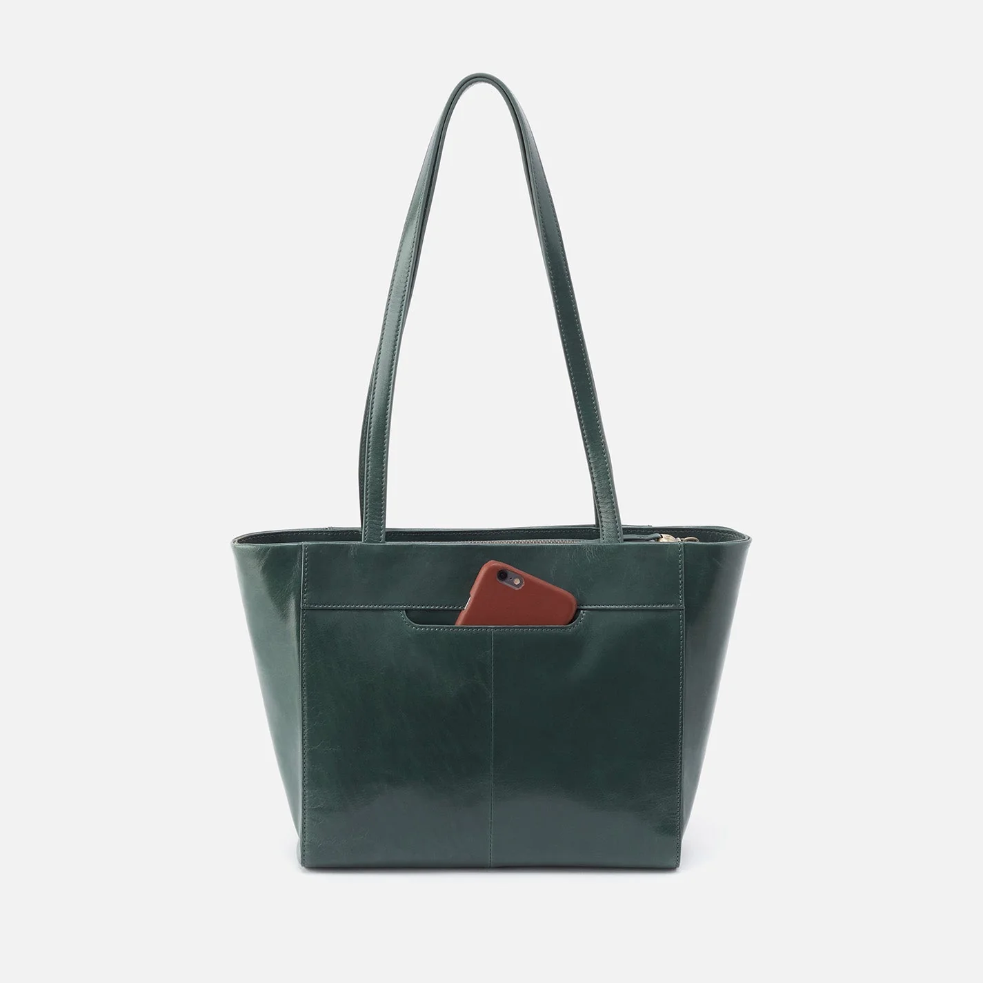 Haven Tote in Polished Leather - Sage Leaf Black