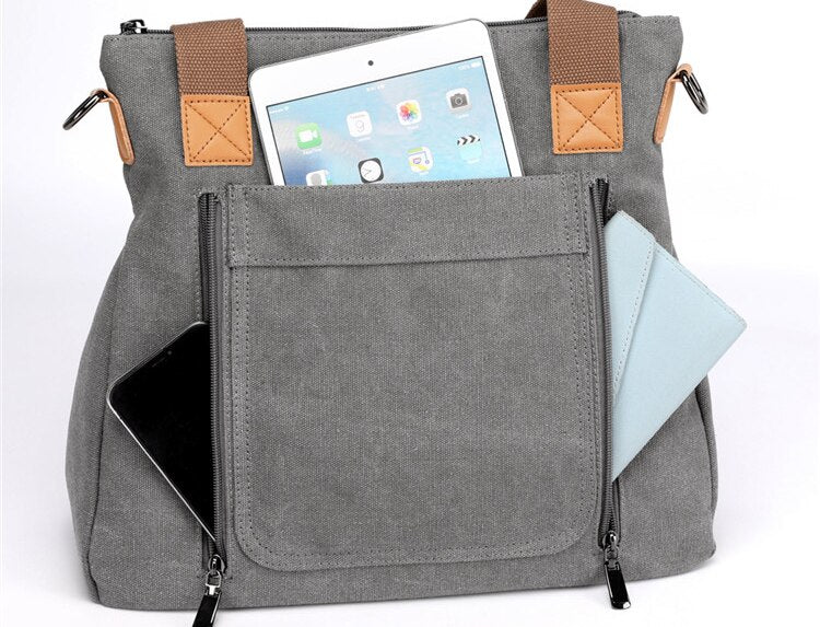 Large Zip Top Canvas Tote Bag