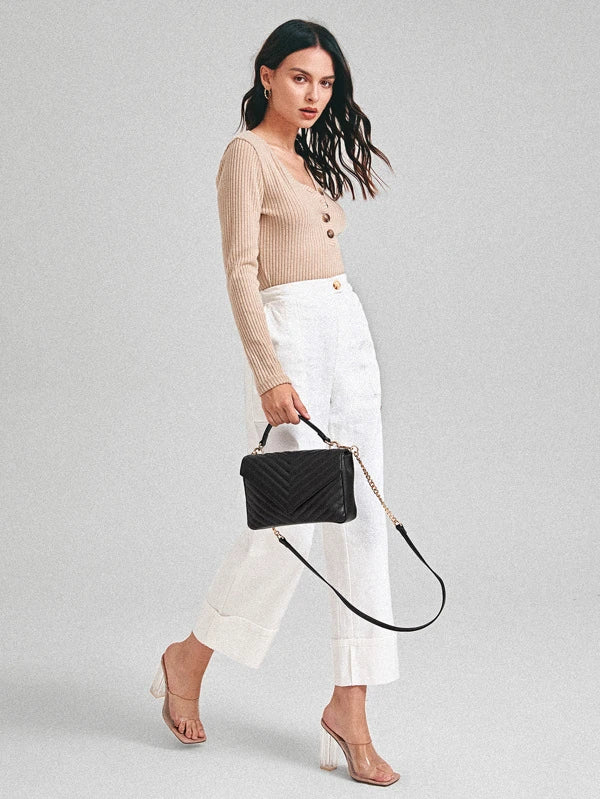 Chevron pattern satchel bag