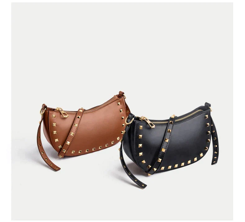 Women's messenger bag with rivet detail 100% Genuine leather bag