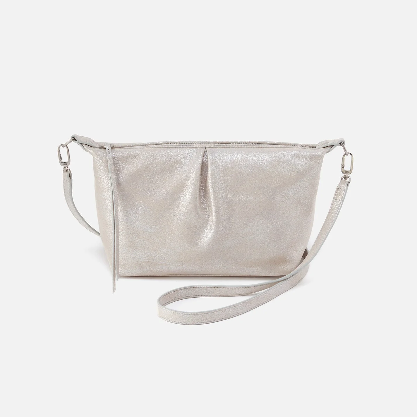 Kirby Crossbody in Metallic Leather - Silver Black