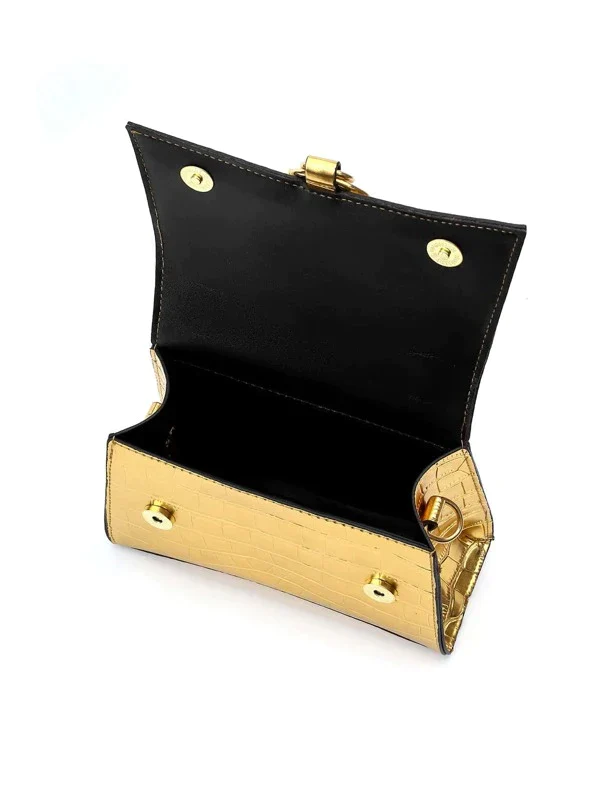 Ladies metallic satchel bag