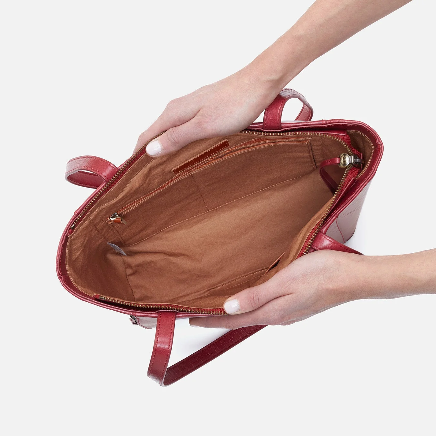 Haven Tote in Polished Leather - Cranberry Black